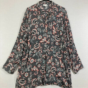 J. Jill Ultra Soft Rayon Floral Comfy Tunic Button Down Size XL